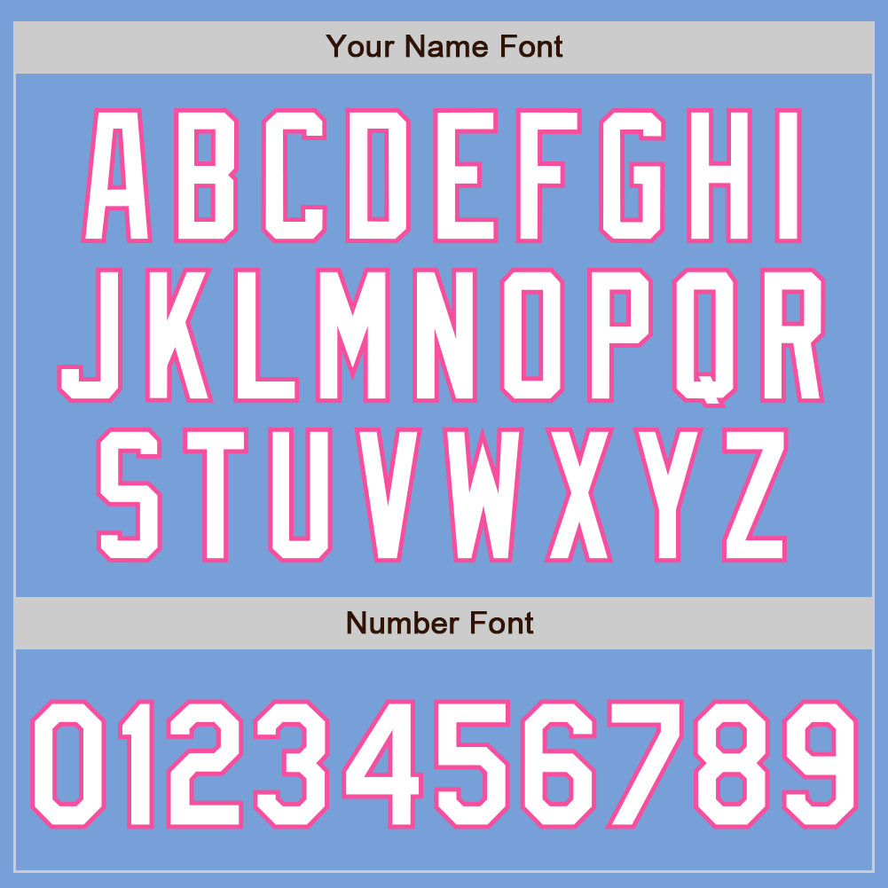 Custom Light Blue White-Pink 3 Colors Arm Shapes Authentic Baseball Jersey