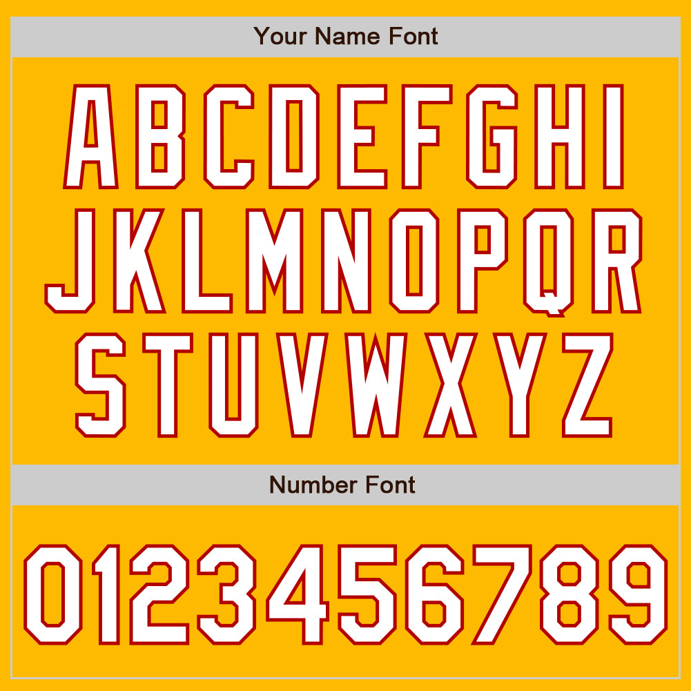 Custom Gold White-Red 3 Colors Arm Shapes Authentic Baseball Jersey