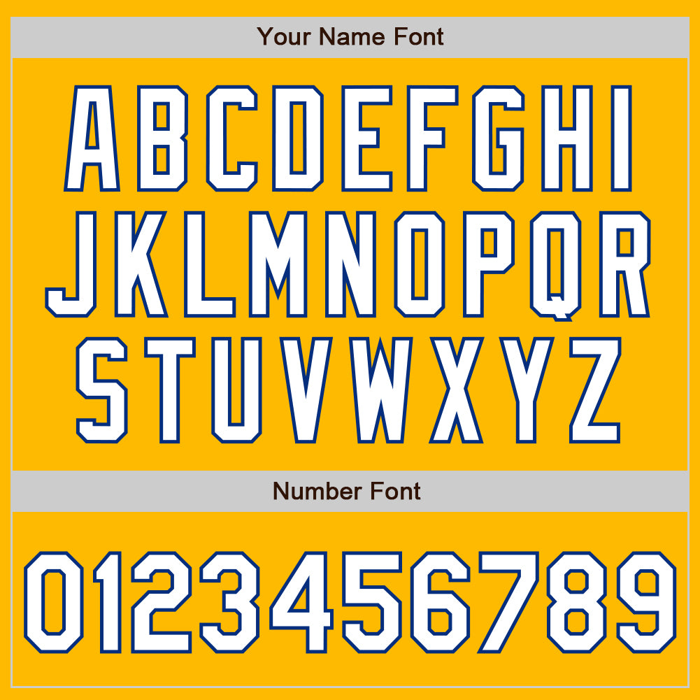 Custom Gold White-Royal 3 Colors Arm Shapes Authentic Baseball Jersey