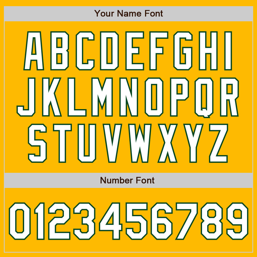 Custom Gold White-Green 3 Colors Arm Shapes Authentic Baseball Jersey