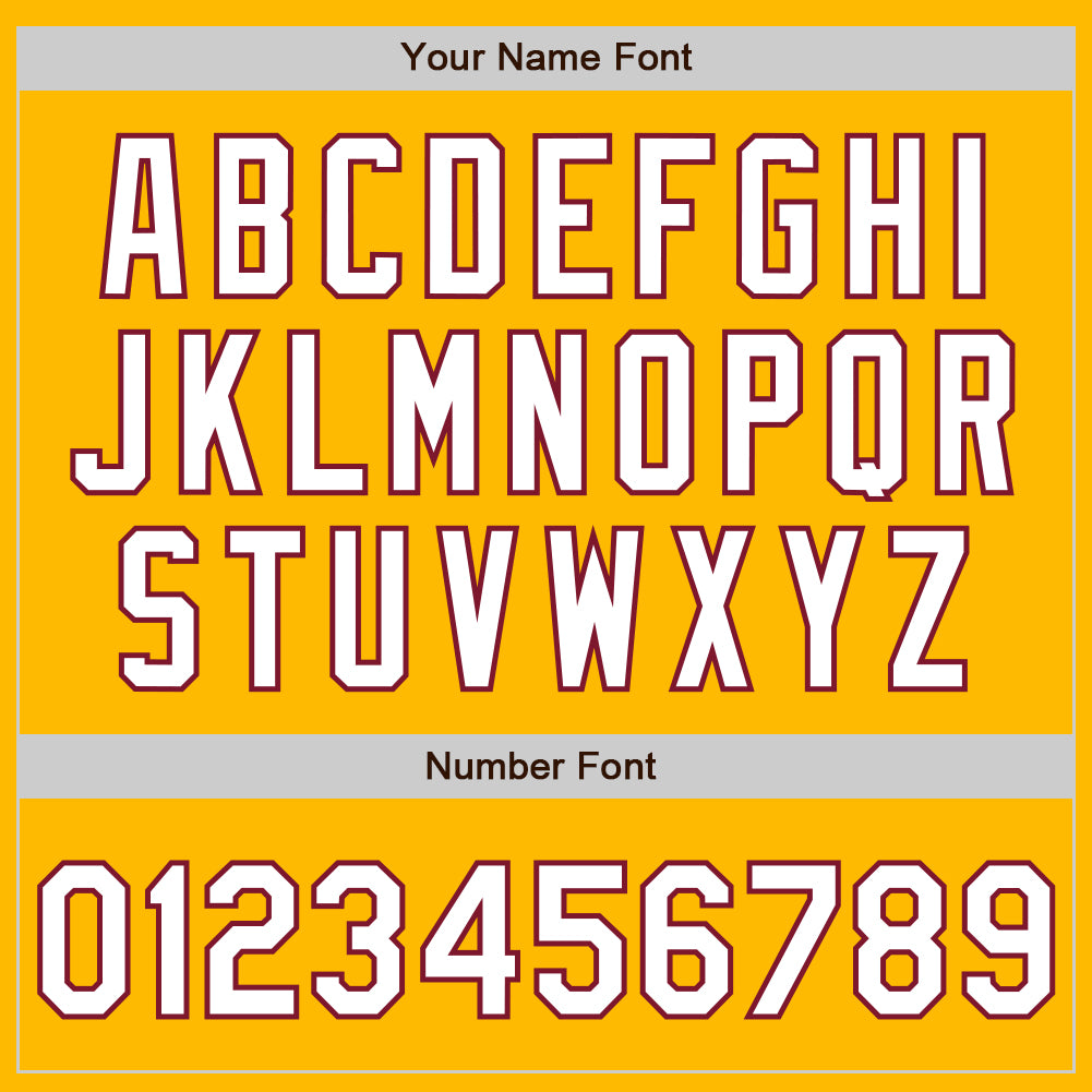 Custom Gold White-Crimson 3 Colors Arm Shapes Authentic Baseball Jersey