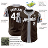 Custom Brown White-Gray 3 Colors Arm Shapes Authentic Baseball Jersey