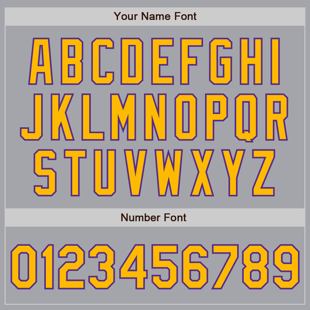 Custom Gray Gold-Purple 3 Colors Arm Shapes Authentic Baseball Jersey