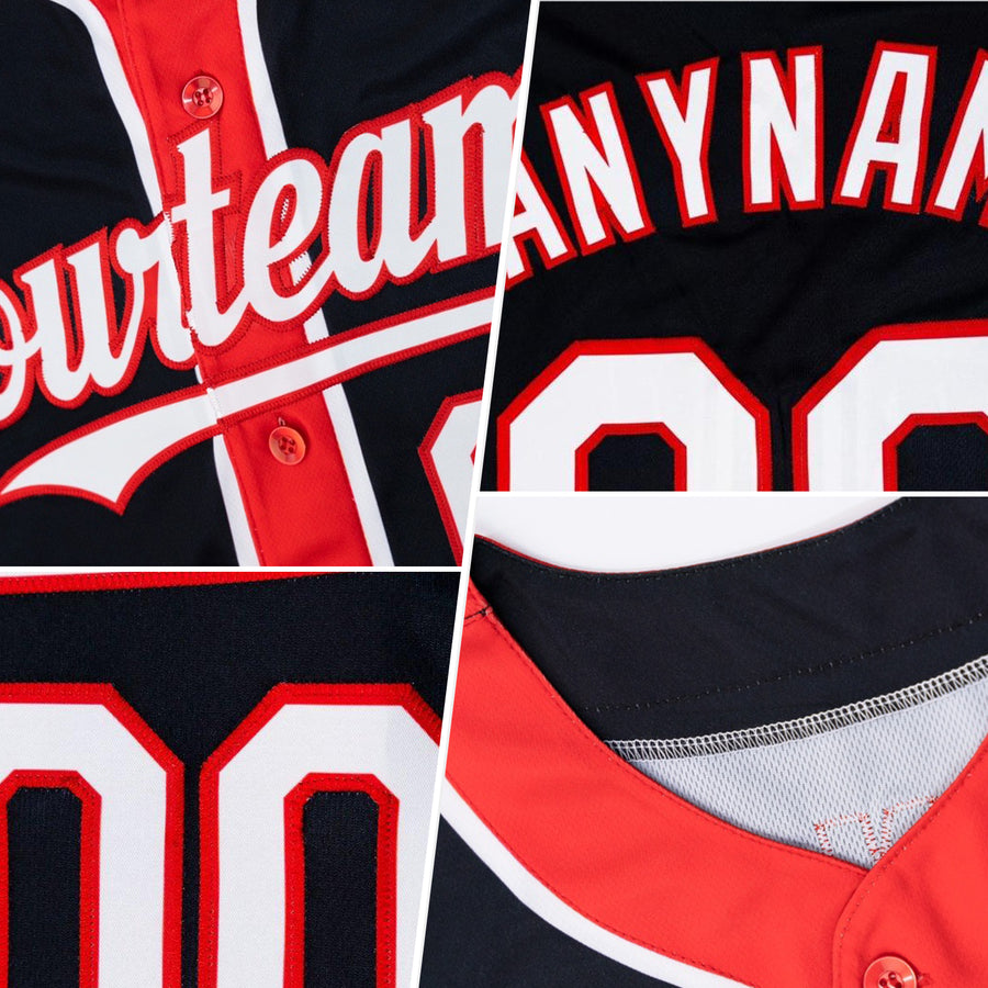 Custom Aqua White-Red 3 Colors Arm Shapes Authentic Baseball Jersey