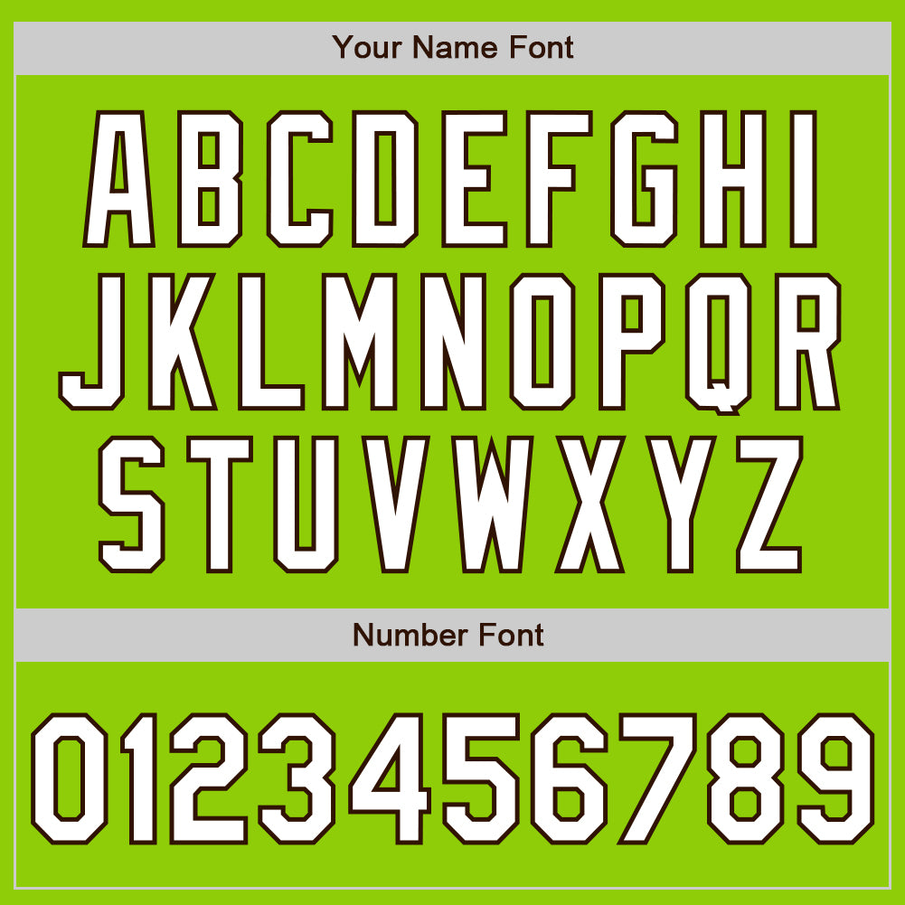 Custom Neon Green White-Brown 3 Colors Arm Shapes Authentic Baseball Jersey