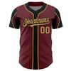 Custom Burgundy Old Gold-Black 3 Colors Arm Shapes Authentic Baseball Jersey