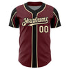 Custom Burgundy City Cream-Black 3 Colors Arm Shapes Authentic Baseball Jersey