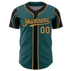 Custom Midnight Green Old Gold-Black 3 Colors Arm Shapes Authentic Baseball Jersey