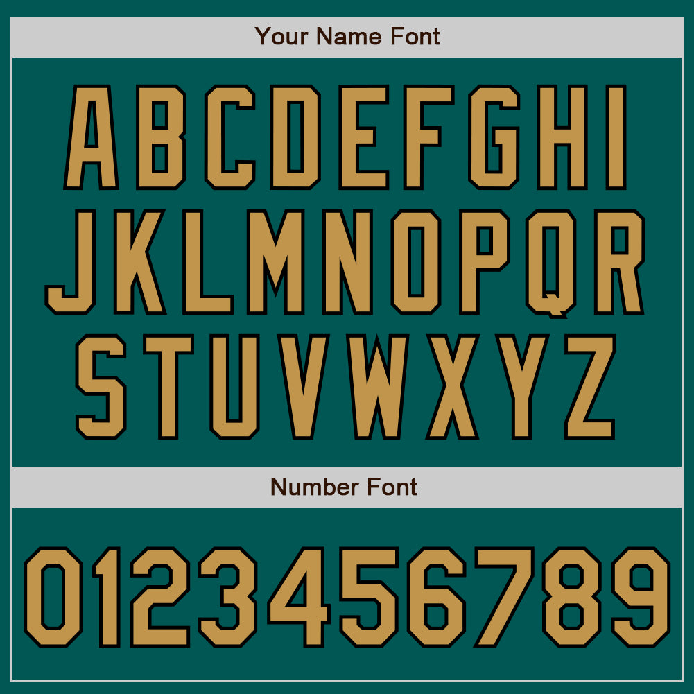 Custom Midnight Green Old Gold-Black 3 Colors Arm Shapes Authentic Baseball Jersey