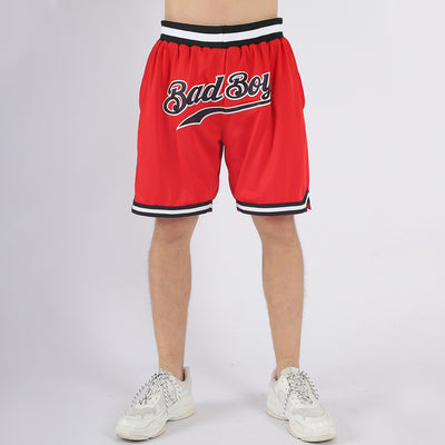 Custom Red Black-White Authentic Throwback Basketball Shorts