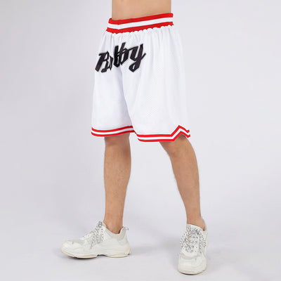 Custom White Black-Red Authentic Throwback Basketball Shorts