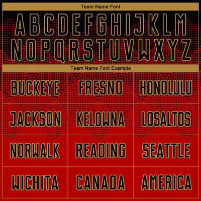 Custom Red Black-Old Gold Round Neck Sublimation Basketball Suit Jersey