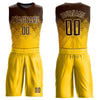 Custom Yellow Brown-Cream Round Neck Sublimation Basketball Suit Jersey