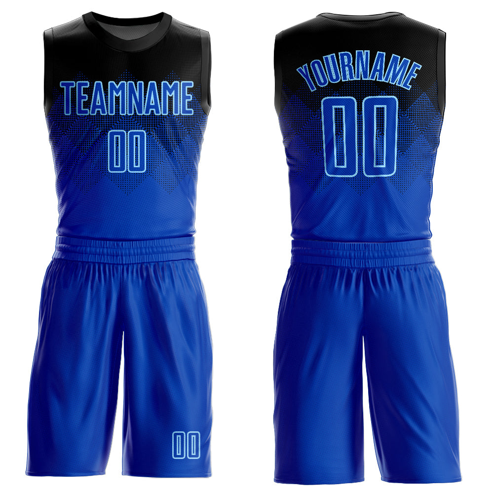 sublimation black blue basketball jersey