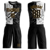 Custom Graffiti Pattern Black-Old Gold Scratch Round Neck Sublimation Basketball Suit Jersey