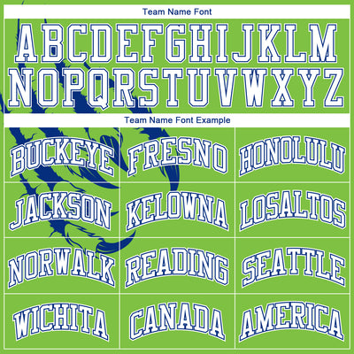 Custom Neon Green White-Royal Animals Claws Round Neck Sublimation Basketball Suit Jersey