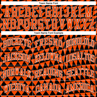 Custom Orange White-Black Triangle Shapes Round Neck Sublimation Basketball Suit Jersey
