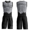 Custom Gray Black Color Splash Round Neck Sublimation Basketball Suit Jersey