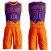 Custom Purple Bay Orange Color Splash Round Neck Sublimation Basketball Suit Jersey