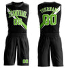 Custom Black Neon Green-White Diagonal Lines Round Neck Sublimation Basketball Suit Jersey