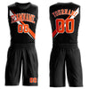 Custom Black Orange-White Diagonal Lines Round Neck Sublimation Basketball Suit Jersey