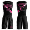 Custom Black Pink-White Diagonal Lines Round Neck Sublimation Basketball Suit Jersey
