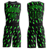 Custom Black Neon Green Lightning Shapes Round Neck Sublimation Basketball Suit Jersey