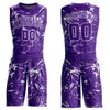Custom Purple White Abstract Grunge Art Round Neck Sublimation Basketball Suit Jersey
