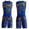 Custom Royal Gold Abstract Grunge Art Round Neck Sublimation Basketball Suit Jersey