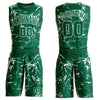 Custom Kelly Green White Abstract Grunge Art Round Neck Sublimation Basketball Suit Jersey