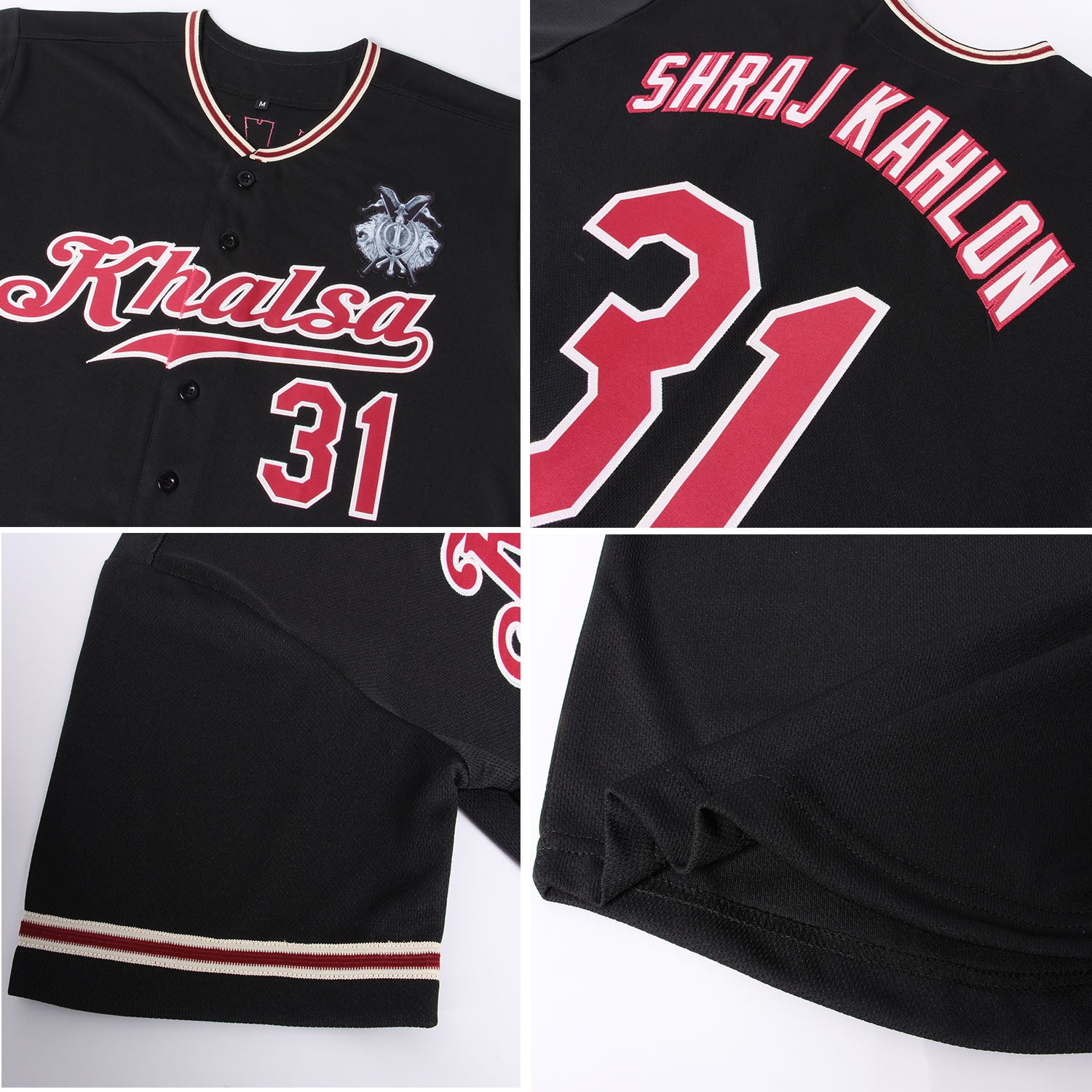 Custom Black Crimson-City Cream Authentic Baseball Jersey