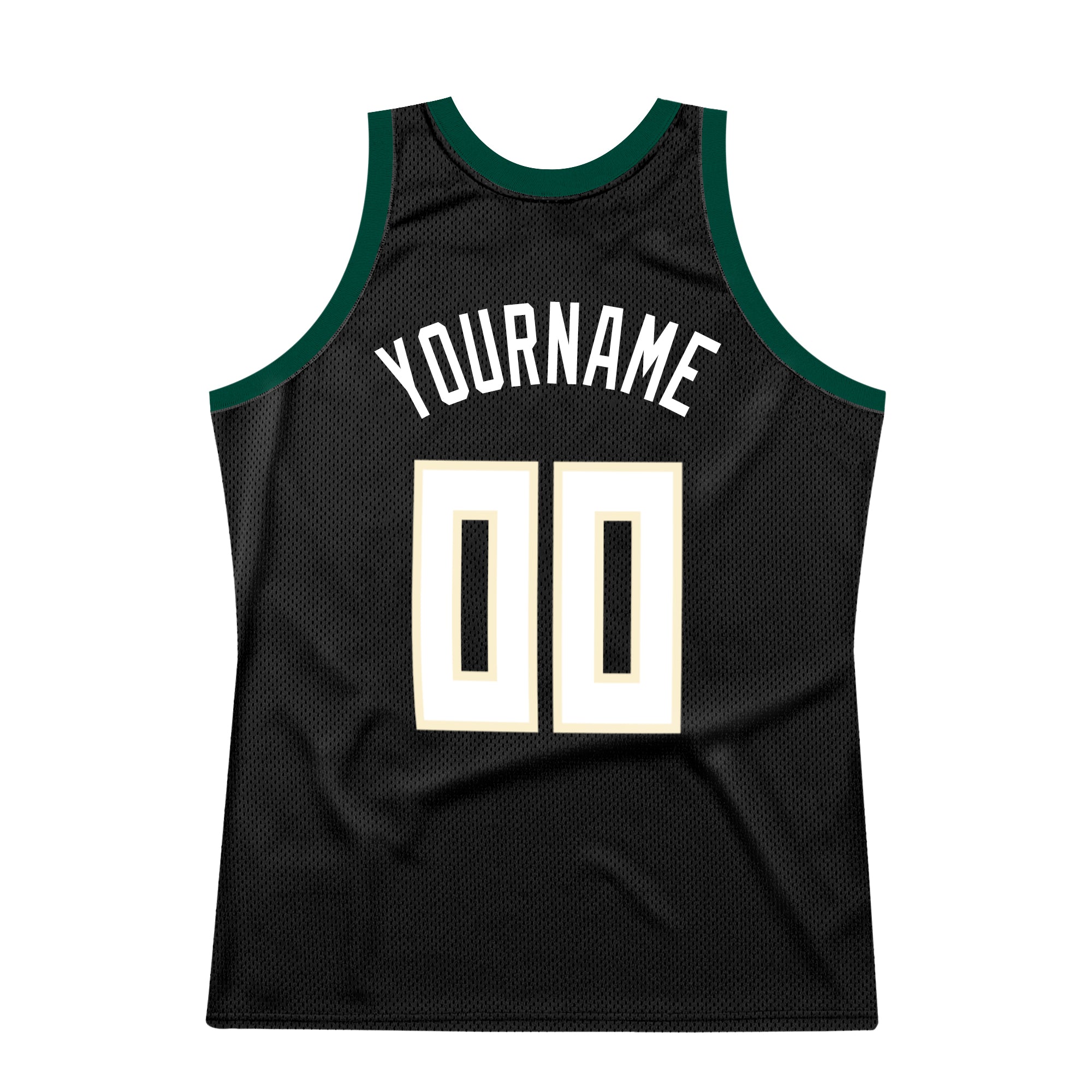 Custom Black White-Hunter Green Authentic Throwback Basketball Jersey