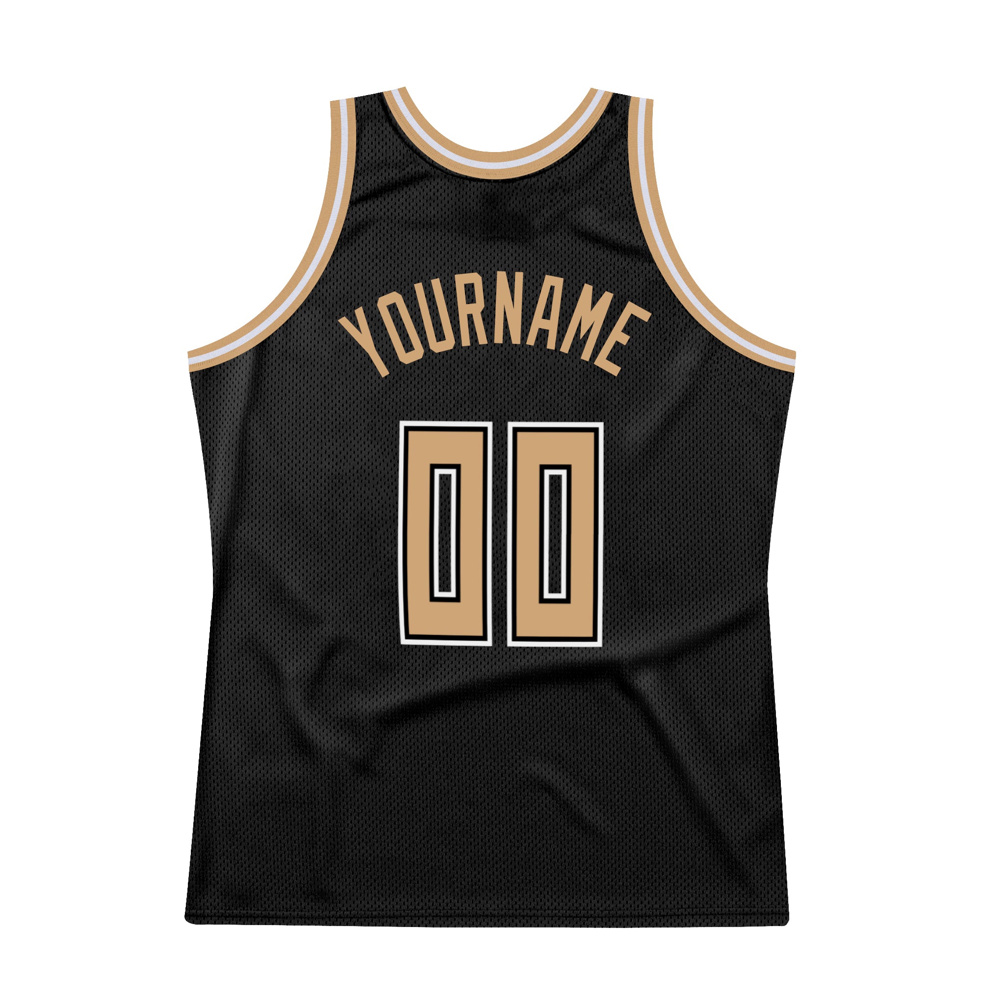 Custom Black Old Gold-White Authentic Throwback Basketball Jersey