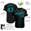 Custom Black Teal Authentic Baseball Jersey