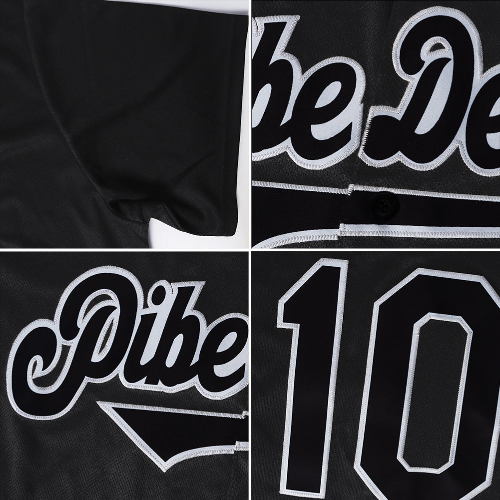 Custom Black White-Orange Authentic Baseball Jersey