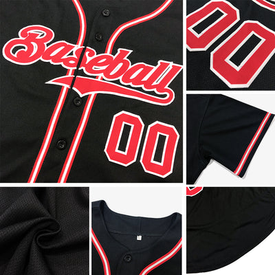 Custom Black Light Blue-Red Authentic Baseball Jersey