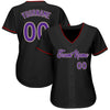 Custom Black Purple-Cream Authentic Baseball Jersey