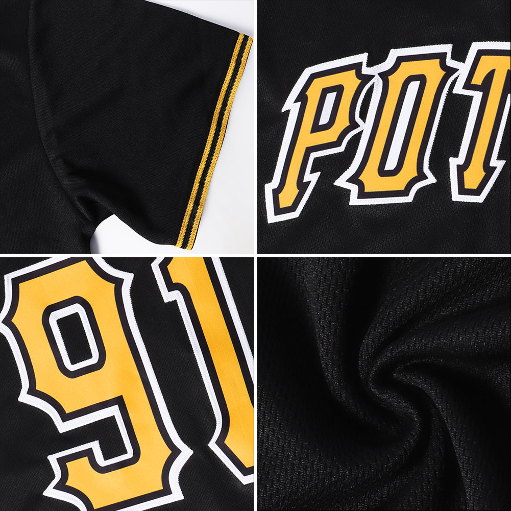 Custom Black Vegas Gold-White Authentic Baseball Jersey