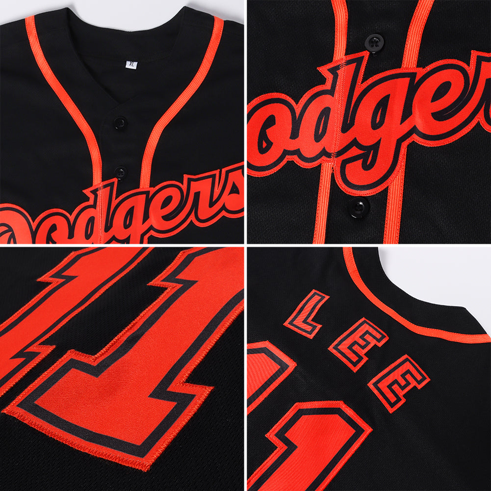 Custom Black Texas Orange-White Authentic Baseball Jersey