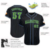 Custom Black Light Blue Pinstripe Neon Green Authentic Baseball Jersey