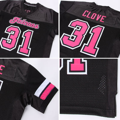 Custom Black Football Jersey Pink-Sky Blue Mesh Authentic - FansIdea