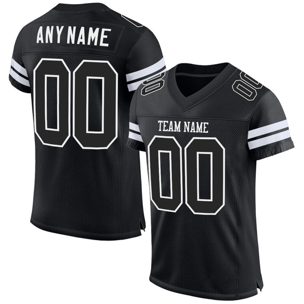 Custom Black Football Jersey-White Mesh Authentic - FansIdea