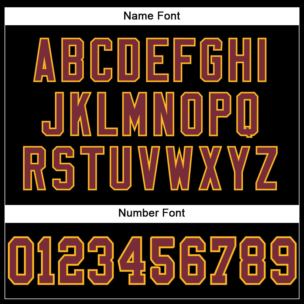 Custom Black Burgundy-Gold Mesh Authentic Football Jersey