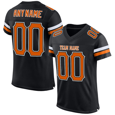 Custom Black Texas Orange-White Mesh Authentic Football Jersey