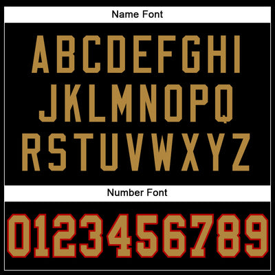 Custom Black Old Gold-Red Mesh Authentic Football Jersey