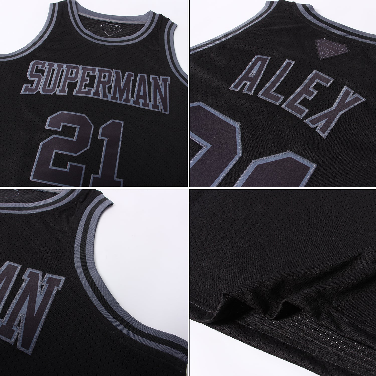 Custom Black Black-Steel Gray Authentic Throwback Basketball Jersey