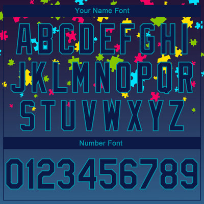 Custom Black Navy-Teal 3D Pattern Design Autism Awareness Puzzle Pieces Authentic Basketball Jersey