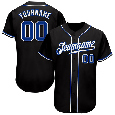 Custom Black Baseball Jersey Royal-White Authentic FansIdea