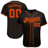 Custom Black Orange Pinstripe Orange-Black Authentic Baseball Jersey