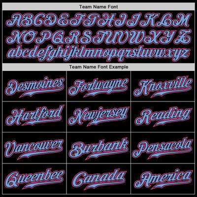 Custom Black Light Blue Pinstripe Pink-Light Blue Authentic Baseball Jersey